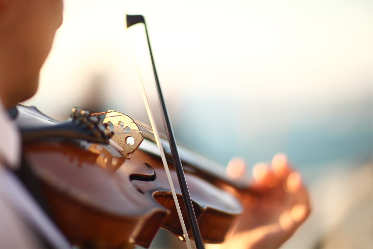 Close-up violin playing
